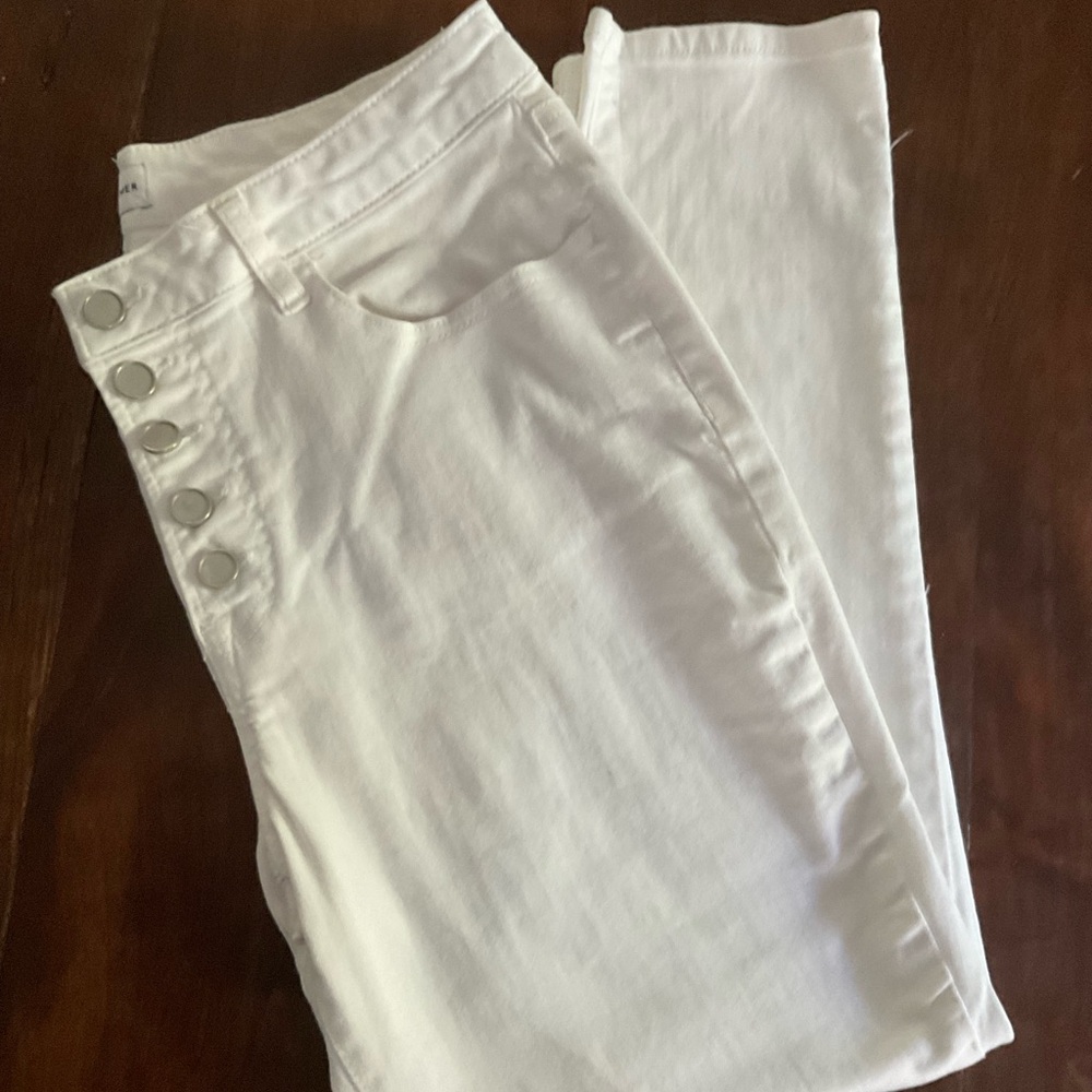 Gibson Larimer White Denim Button Front Ankel Jeans SZ 14